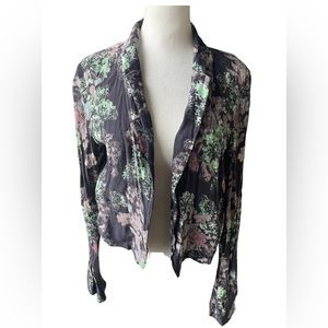 Frenchi Medium Rayon Open Front Lightweight Floral Blazer Style Top